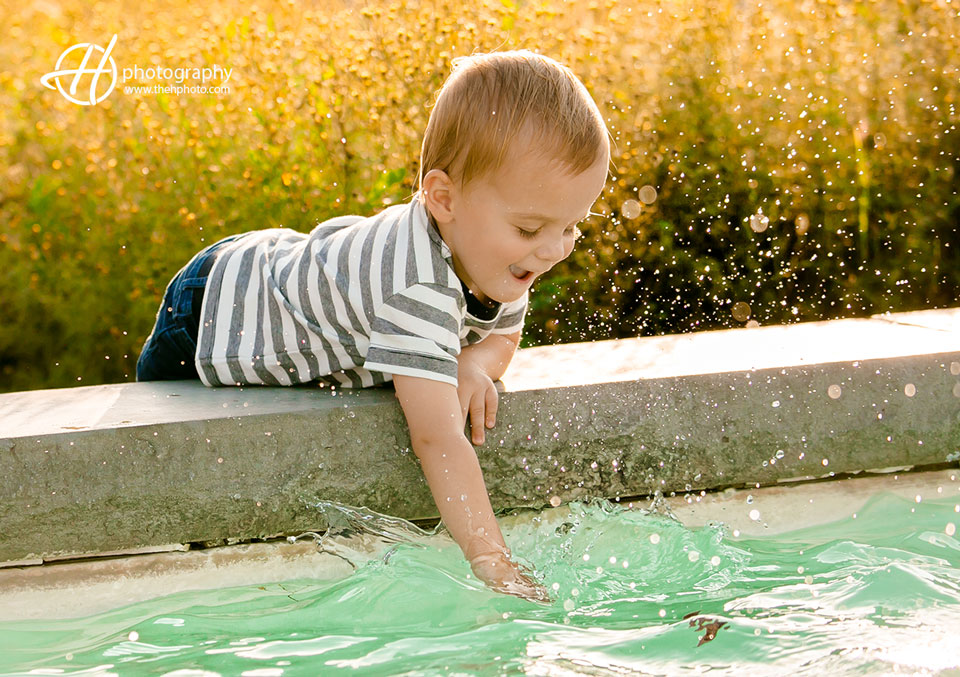 playing in water