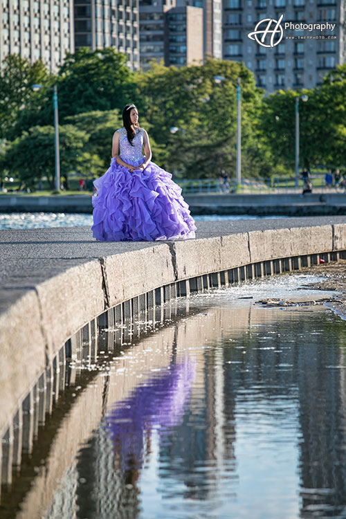 Quinceanera by lake Michigan