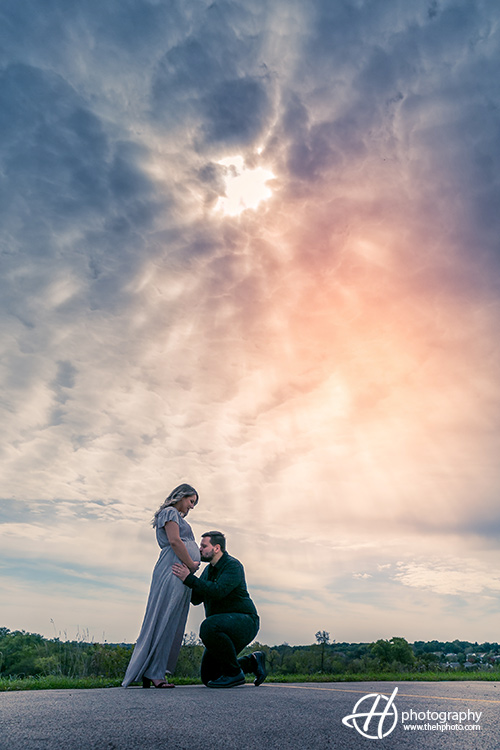 Dramatic sky at maternity session.
