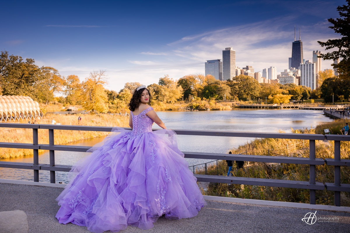 Lincoln Park photos with quinceanera.