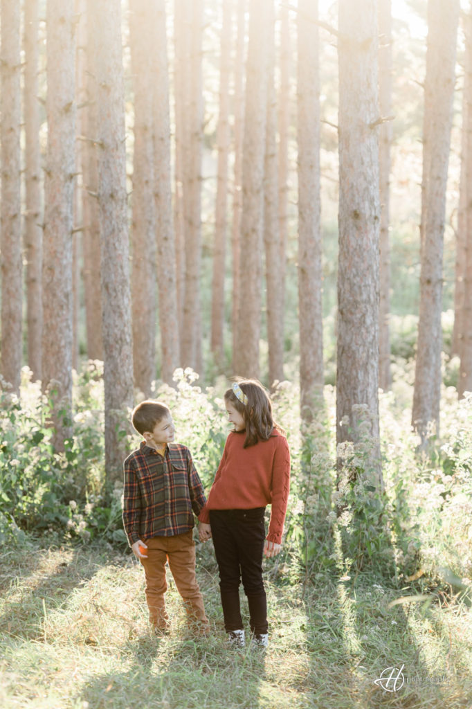 Ariana and Lucian enjoying the beautiful golden hour in the forest. 