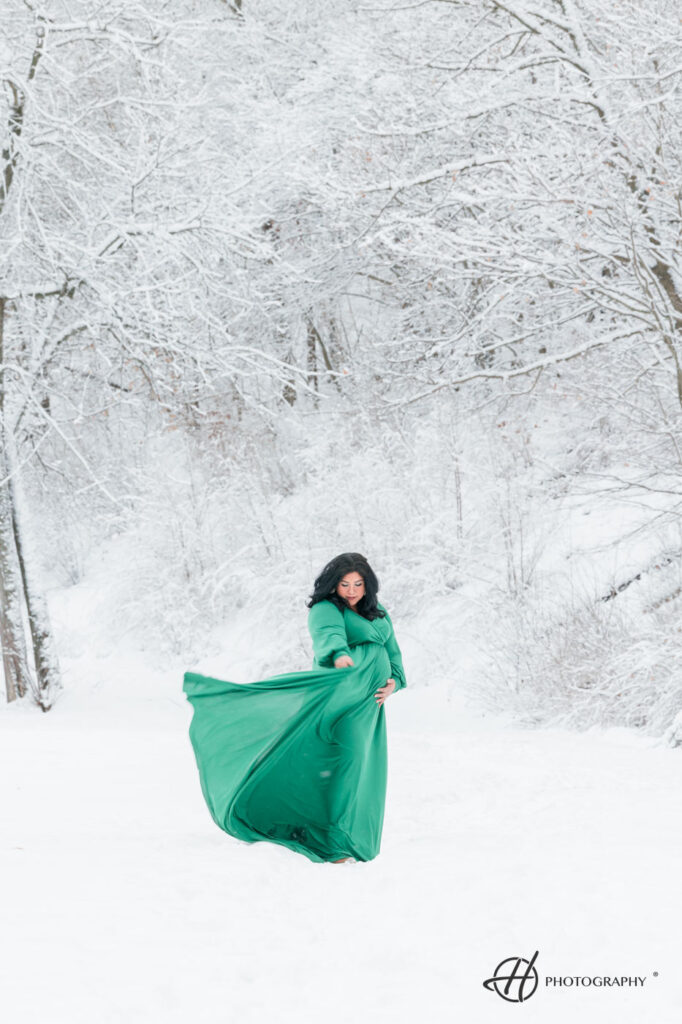 From farm fields to frozen forests, Maritza's journey to motherhood continues, painted in shades of green and white. The wind whispers tales of two little ones, their stories etched in the winter snow. 