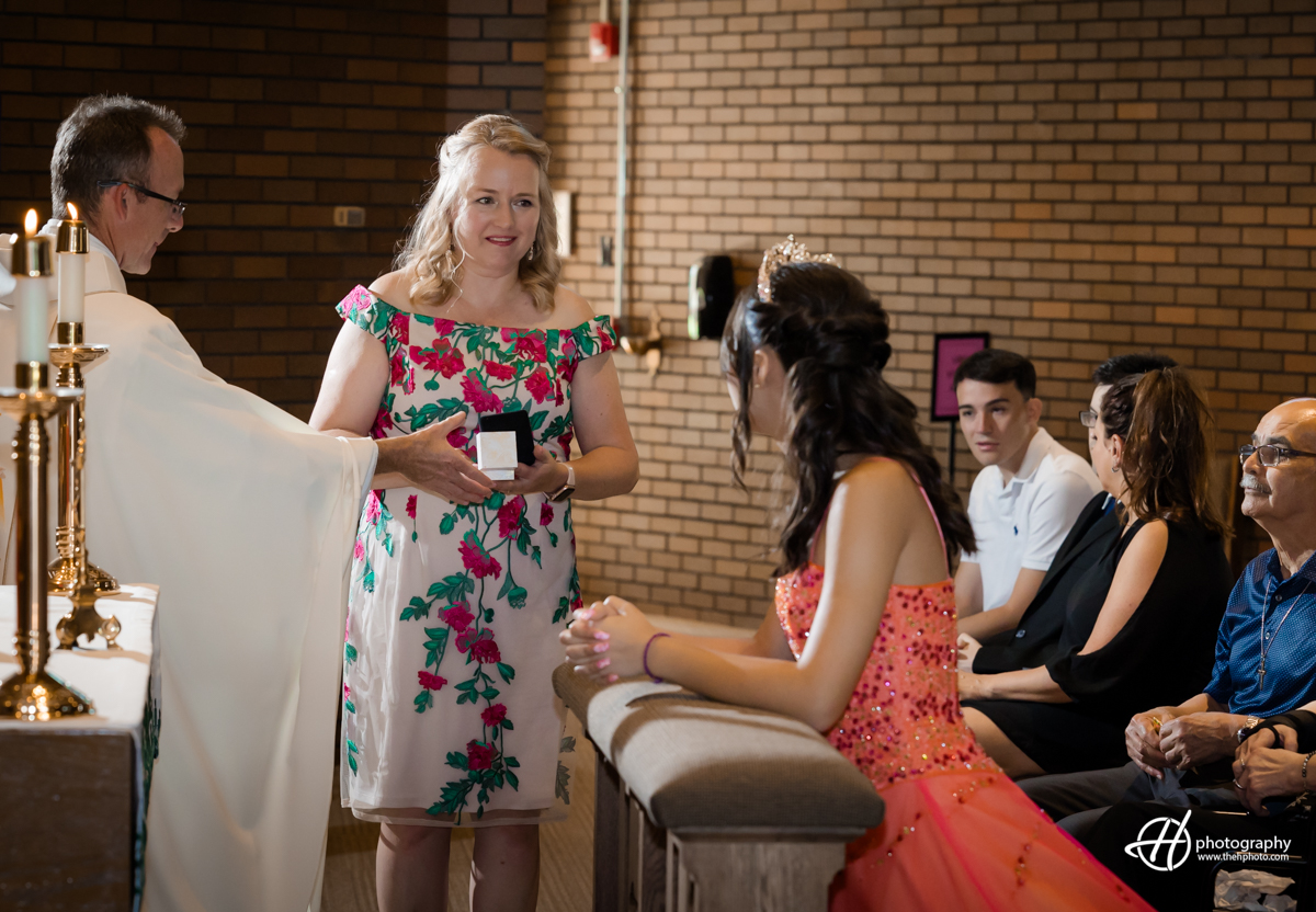 Sylvia receiving gifts from the family