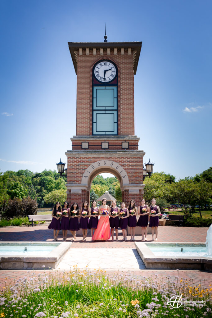 Sylvia and her court by the Algonquin Clock tower