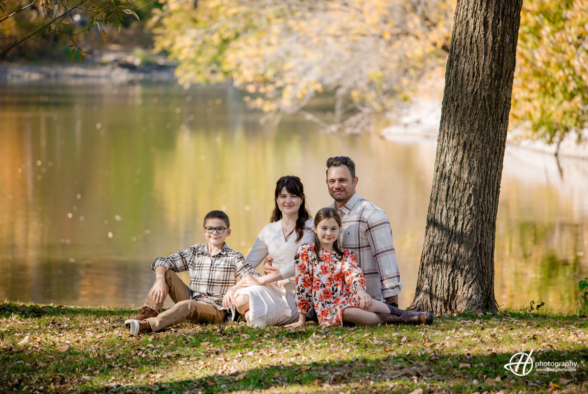 Chicago Family posing in Algonquin Forest preserve 