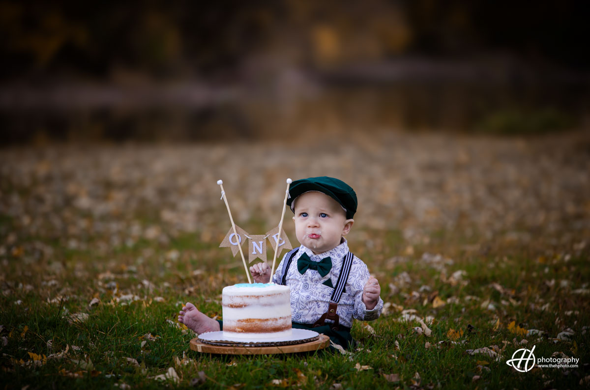 Brooks tasting his birthday cake 