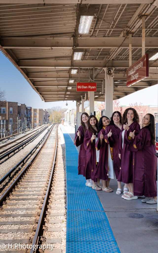 Group of students at Loyola Red Line Station